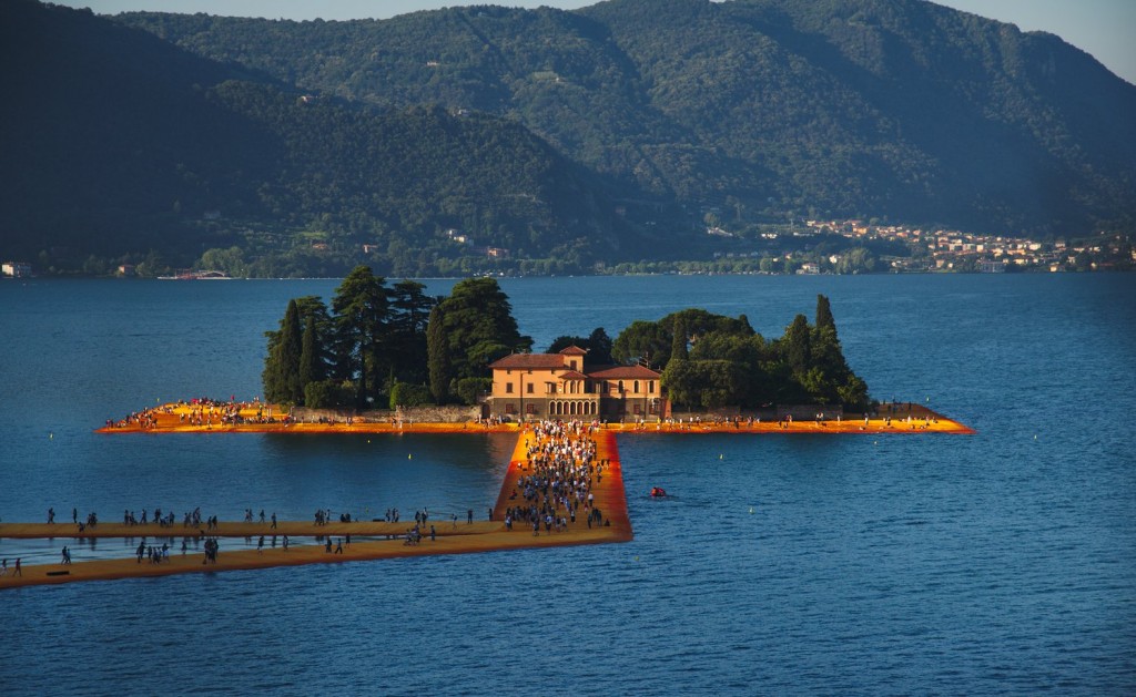 Sunrise over San Paolo Island and the Floating Piers